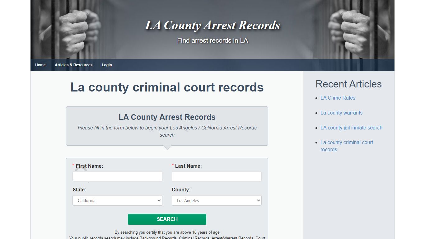 La county criminal court records - LA County Arrest Records